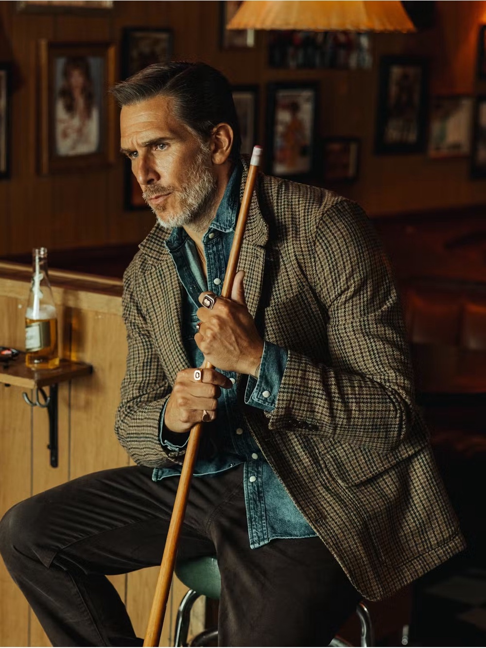 Men's Brown Houndstooth Sport Coat - Tailored Plaid Blazer - Picture 2 of 7